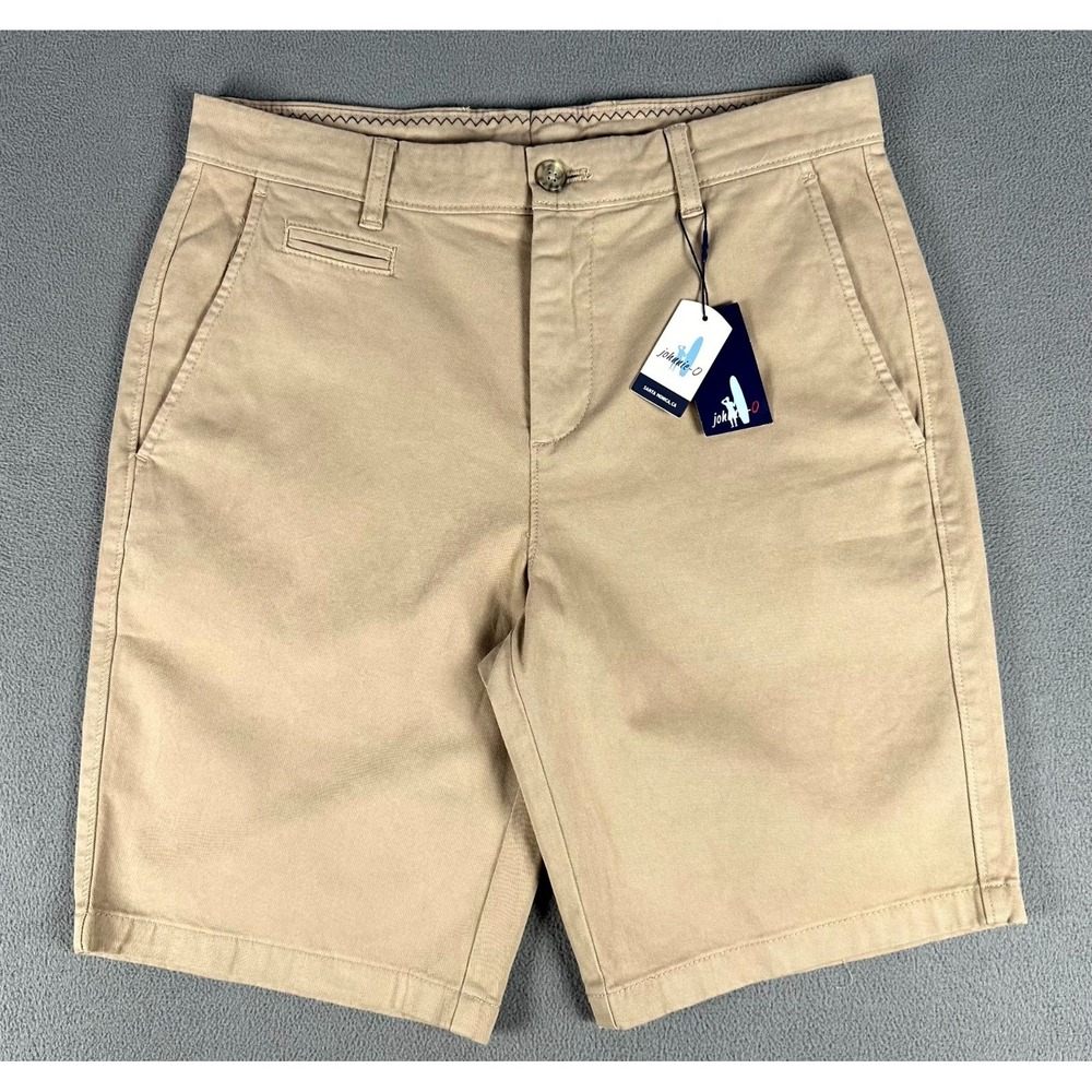 Johnnie O Shorts Mens 30 Beige Neal Stretch Twill Chino Coastal Prep New